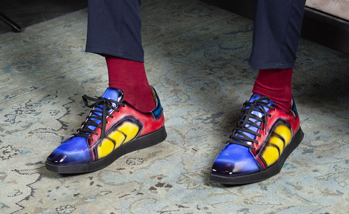 Men's luxury square toe sneakers
